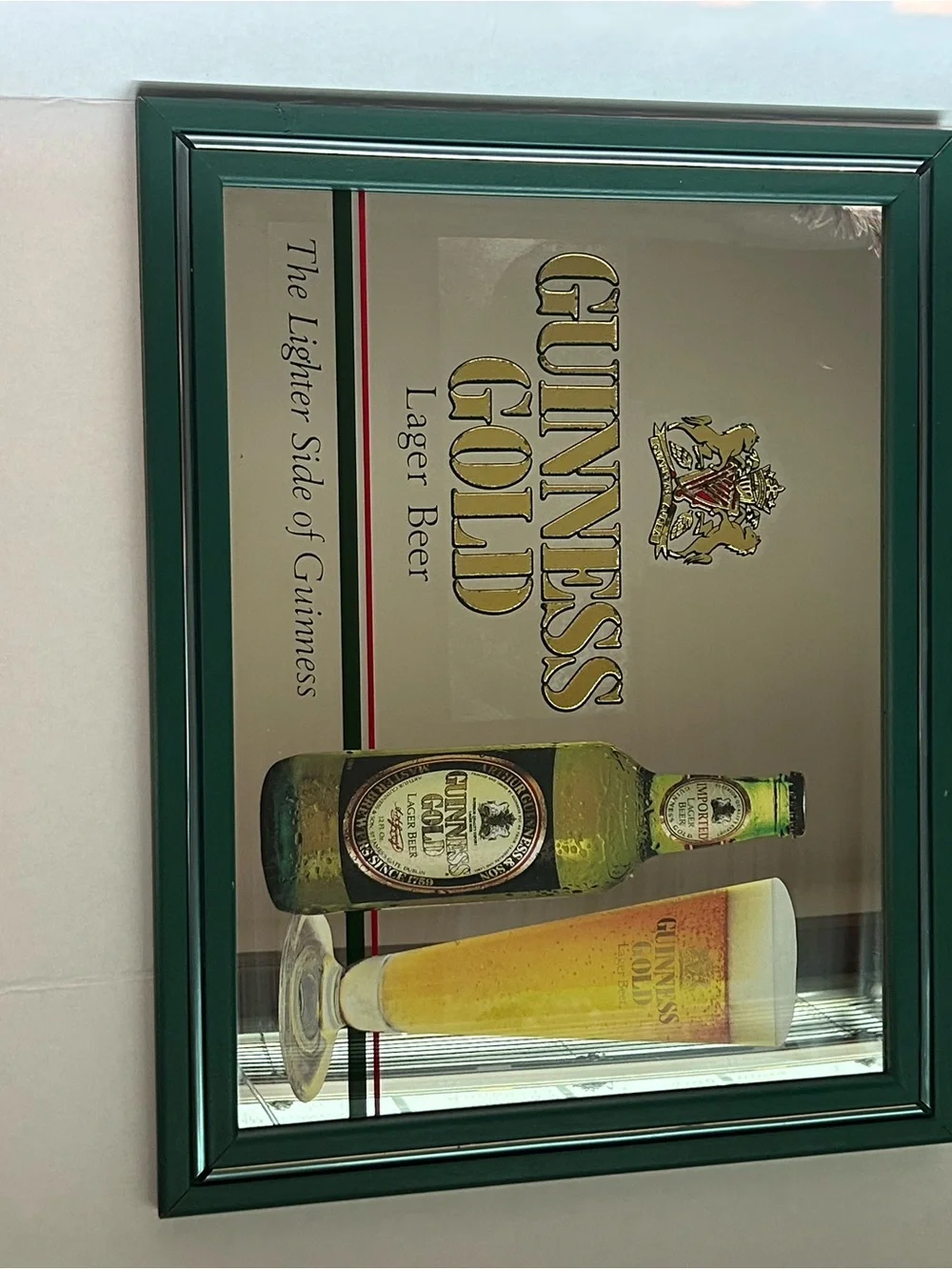 Guinness Gold Framed Sign with Green Trim and Gold Lettering